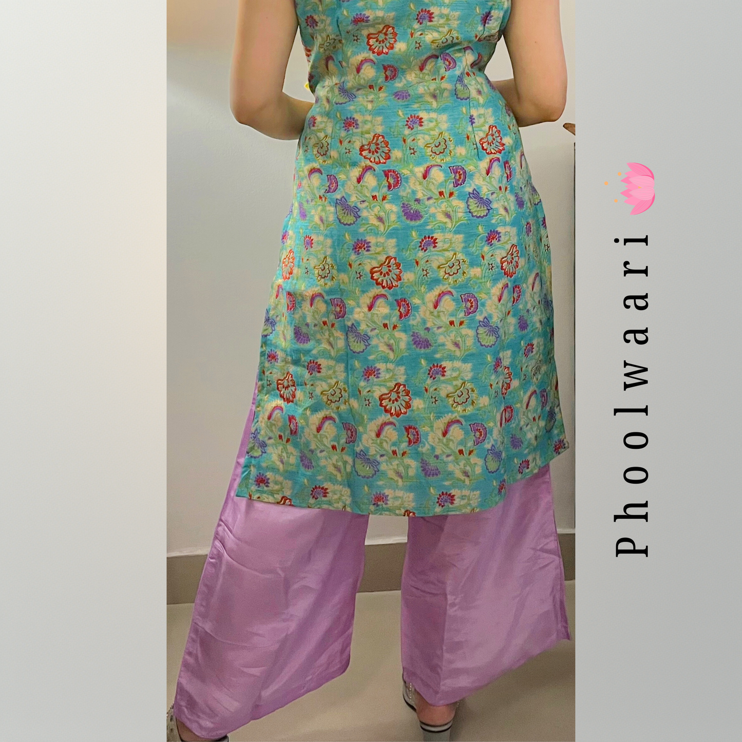 Green Banarasi Kingkhap Silk Slit Kurta Set with Lilac Pants – Sleeveless Festive Wear for Women