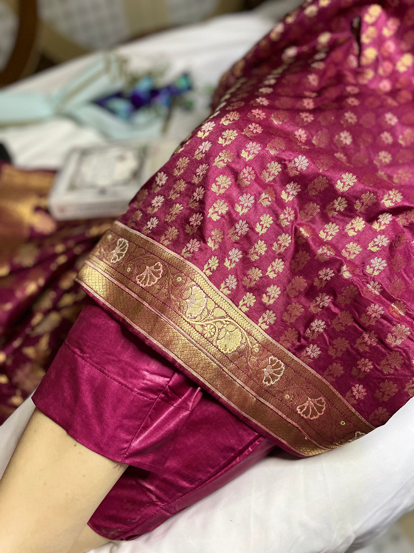 Deep Maroon Banarasi Silk Kurta Set with Dupatta for Women – Festive & Wedding Wear